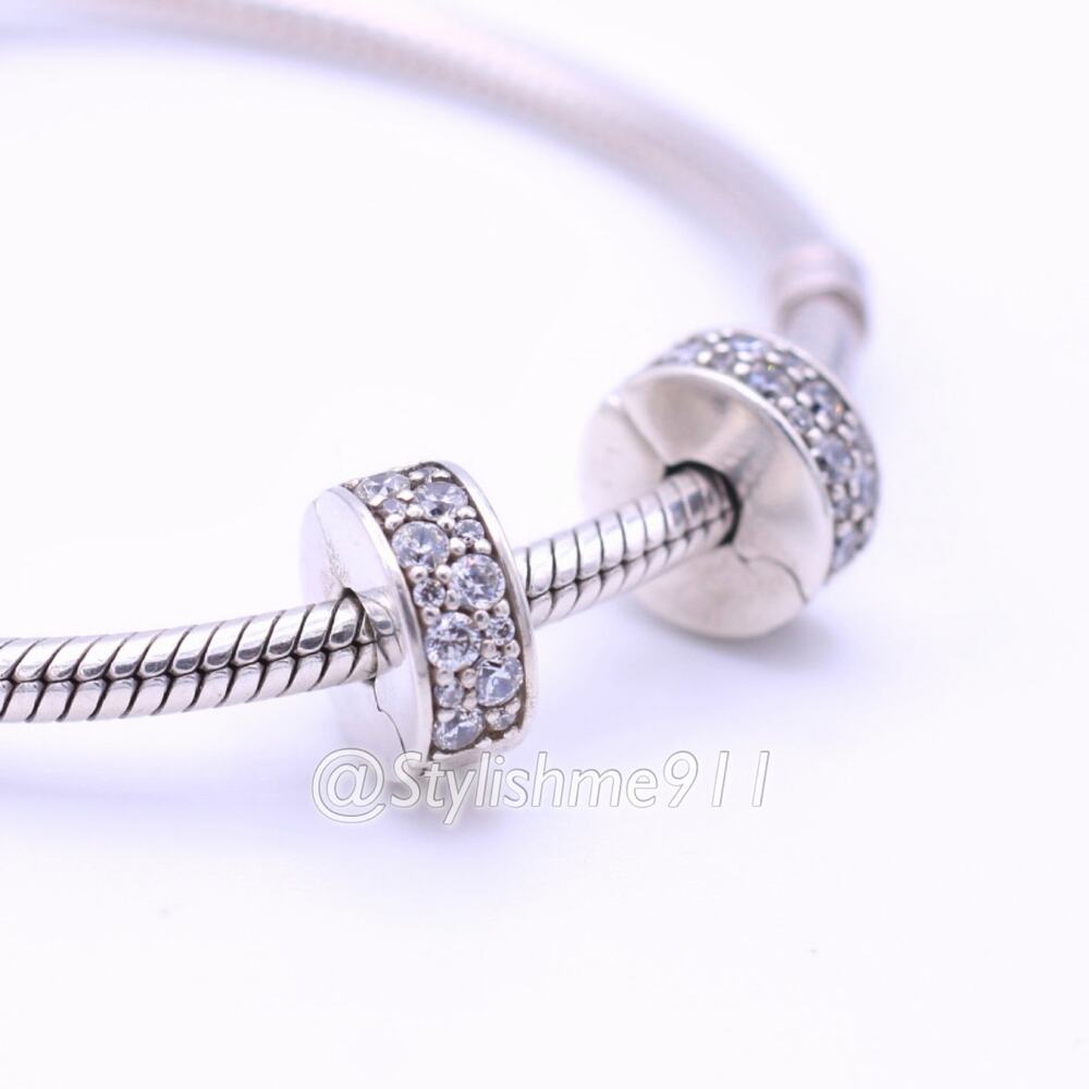 Two- Authentic PANDORA Clear Shining Elegance Clip with Silicone Core - Picture 8 of 13